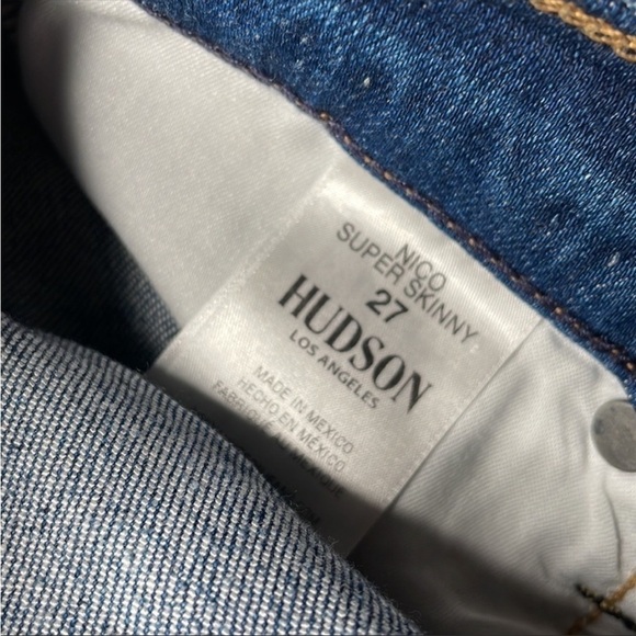 Hudson Denim Jeans Nico Super Skinny Frayed Raw Hem Size 27 x 28 - Picture 5 of 14
